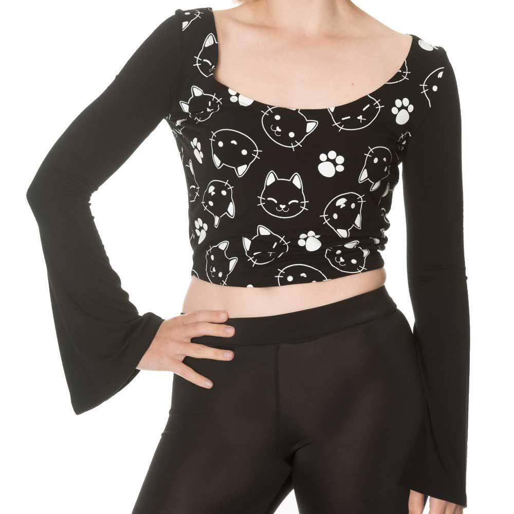 Banned - Purrrfect cute kitty Crop top - Schwarz Product image
